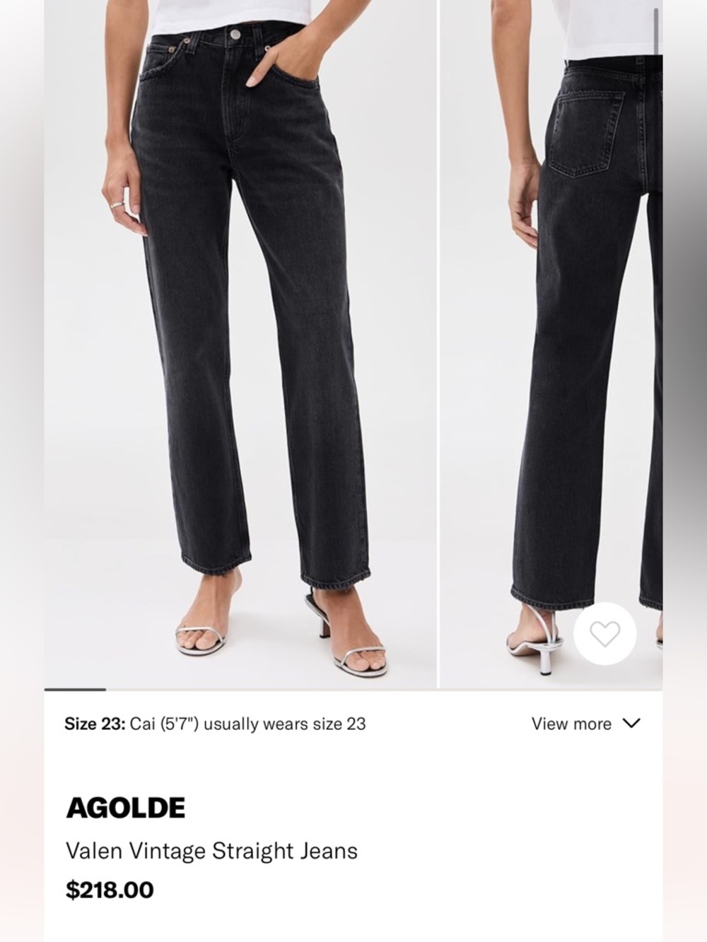 Agolde Valen Vintage Straight Jeans - Black Wash
